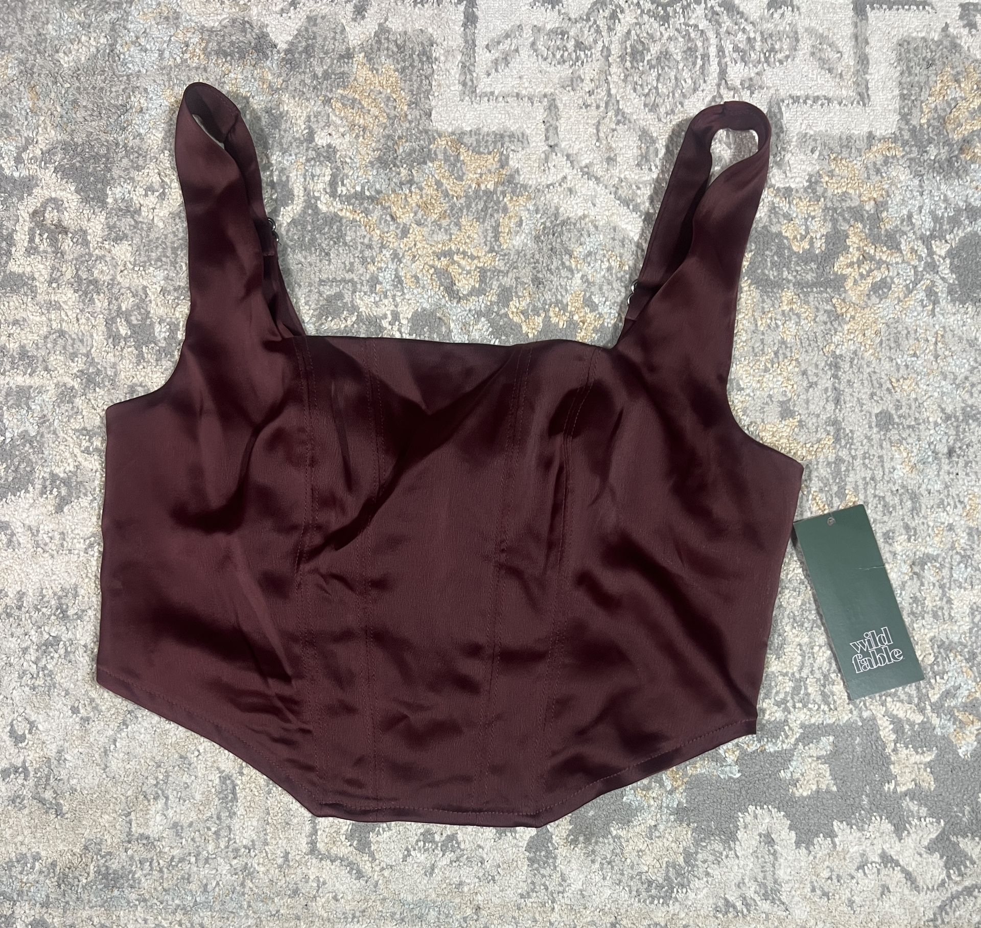 Wild Fable Burgundy Corset Style Crop Top Women’s Size XS NWT