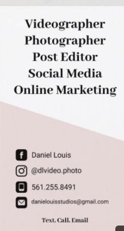 Videography, Photography, Social Media Marketing