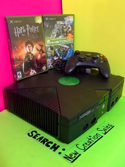 BUNDLE Original Xbox Console Microsoft OG Xbox Classic Wired Controller Harry Potter and the Goblet of Fire Exhibition Demo Disc Retro Gaming System
