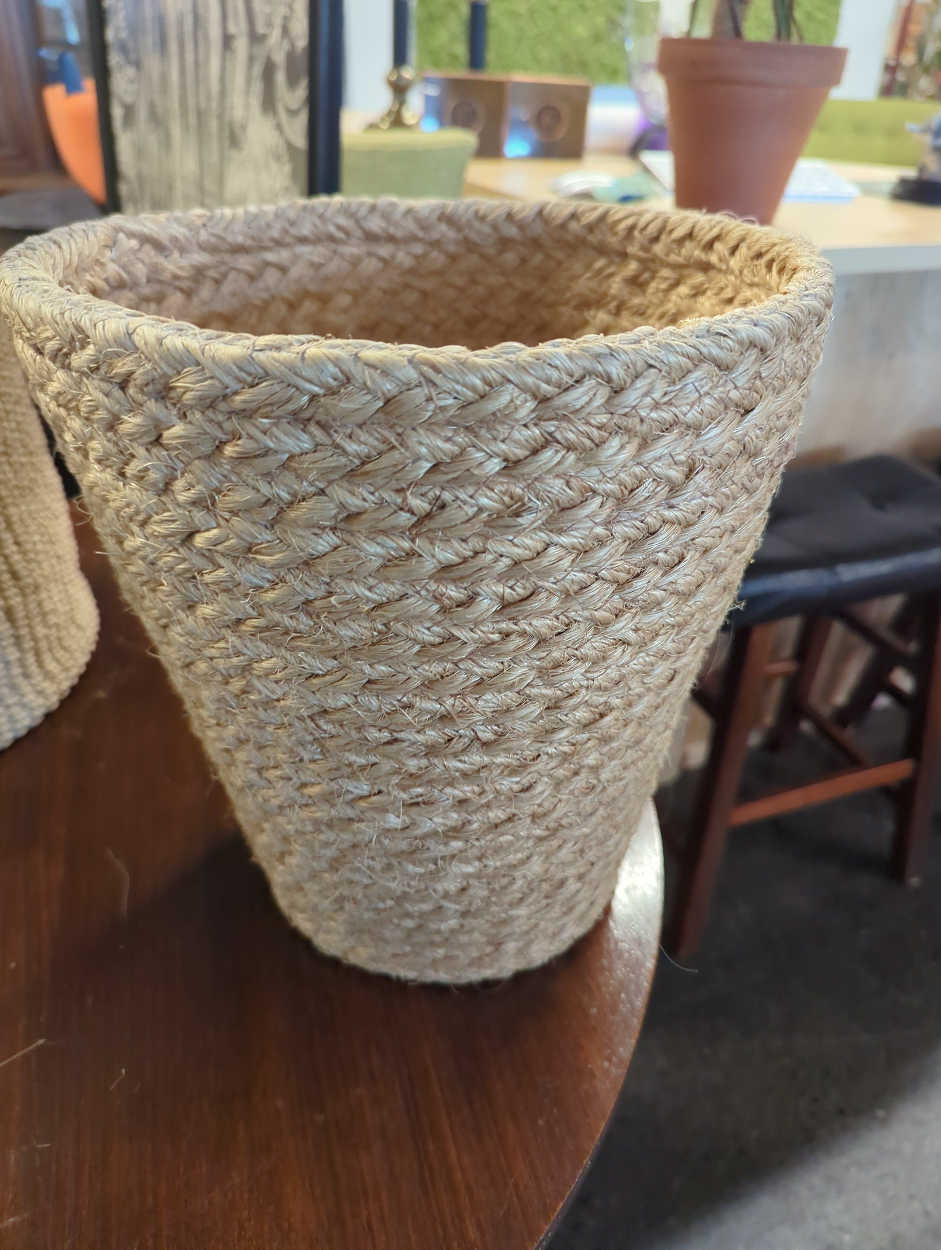 Wicker waste basket