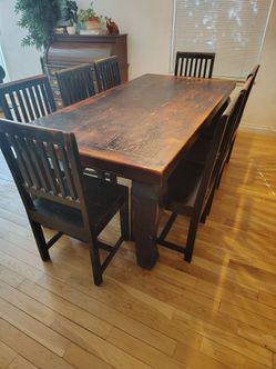 Farmhouse Reclaimed Wood Dining Table And 8 Chairs