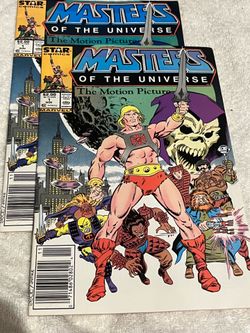 2  MASTERS OF THE UNIVERSE “THE MOTION PICTURE” VINTAGE STAR NEWSSTAND COMICS