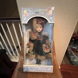 Porcelain Doll with Fur Trimmed Outfit Christmas Limited Edition 