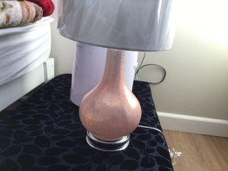Brand new pink glass table lamp 22 inch high.