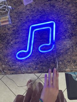 Blue Neon Music Note Light