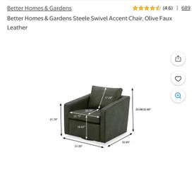 Better Homes & Gardens Steele Swivel Accent Chair, Olive Faux Leather  New in box