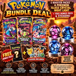 Pokémon Bundle Deal – 3 Booster Packs + Crystal Night Light