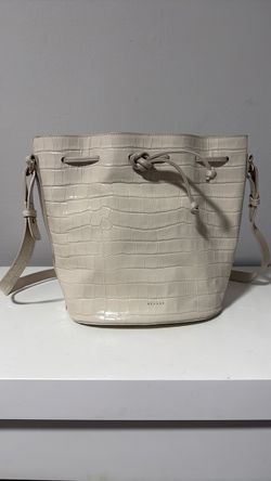 Sézane Farrow Bag Ecru Croco – Leather Bucket Bag