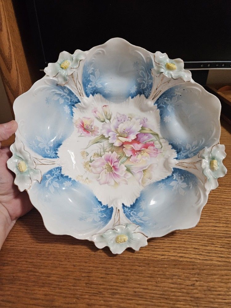 R S Prussia Porcelain #37 Blue Bowl Vintage