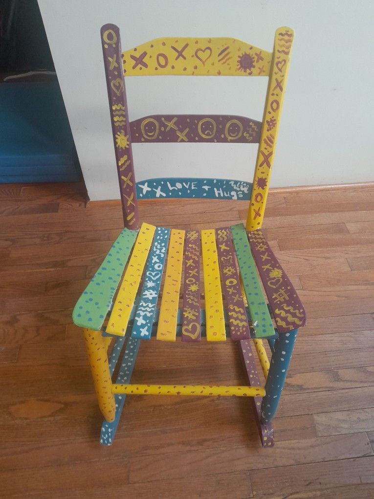 Hand-Painted Kids' Rocking Chair – $60 Or Best Offer