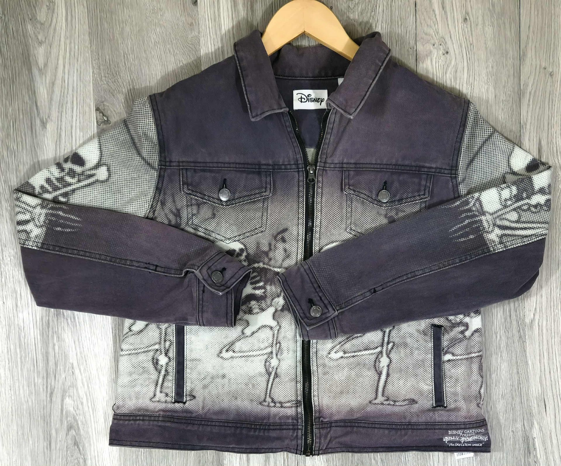 Disney Silly Symphony Skeleton Dance Denim Jacket XL Vintage Style #6