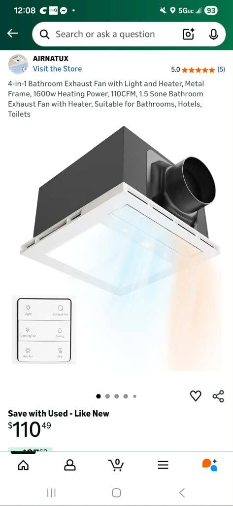 Bathroom Exhaust Fan and Heater new