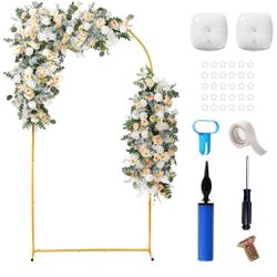 Open Box Metal Arch Backdrop Stand 7.2FT Gold Wedding Arch Backdrop Stand Balloon Arched Frame for Birthday Party Wedding Baby Shower Graduation Cerem