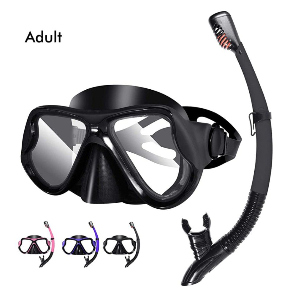 KUSTAR Snorkel Set Adults,Dry Snorkeling Set Men Women Anti-Fog Snorkel Mask
