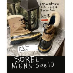 SNOW BOOTS MEN SIZE 10.   SOREL BRAND -DOWNTOWN LA /LITTLE TOKYO AREA 