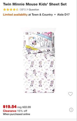 Minnie Mouse Twin Sheet Set 
