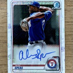 2020 Bowman Chrome ALEX SPEAS #BCMA-AS Mojo Refractor AUTO Prospect Rangers
