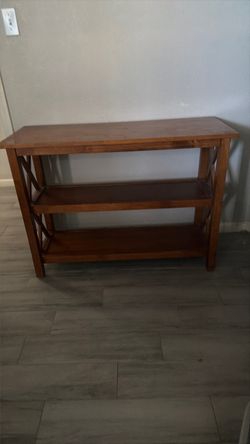 Wood table with 2 shelves