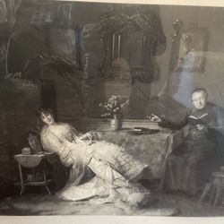 Antique 19th century print and frame 48“ x 41“