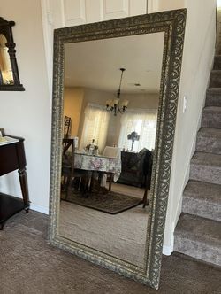 Oversized Beveled Wall Mirror with ornate antique gold frame