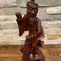 FISHERMAN WOODEN STATUE 