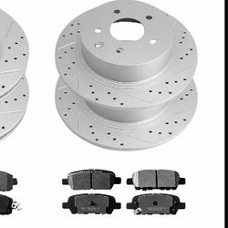Rear Drilled Rotors + Ceramic Brake Pads for 2013 - 2023 Nissan Altima