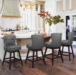 4X Dark Gray 26” swivel faux leather barstools