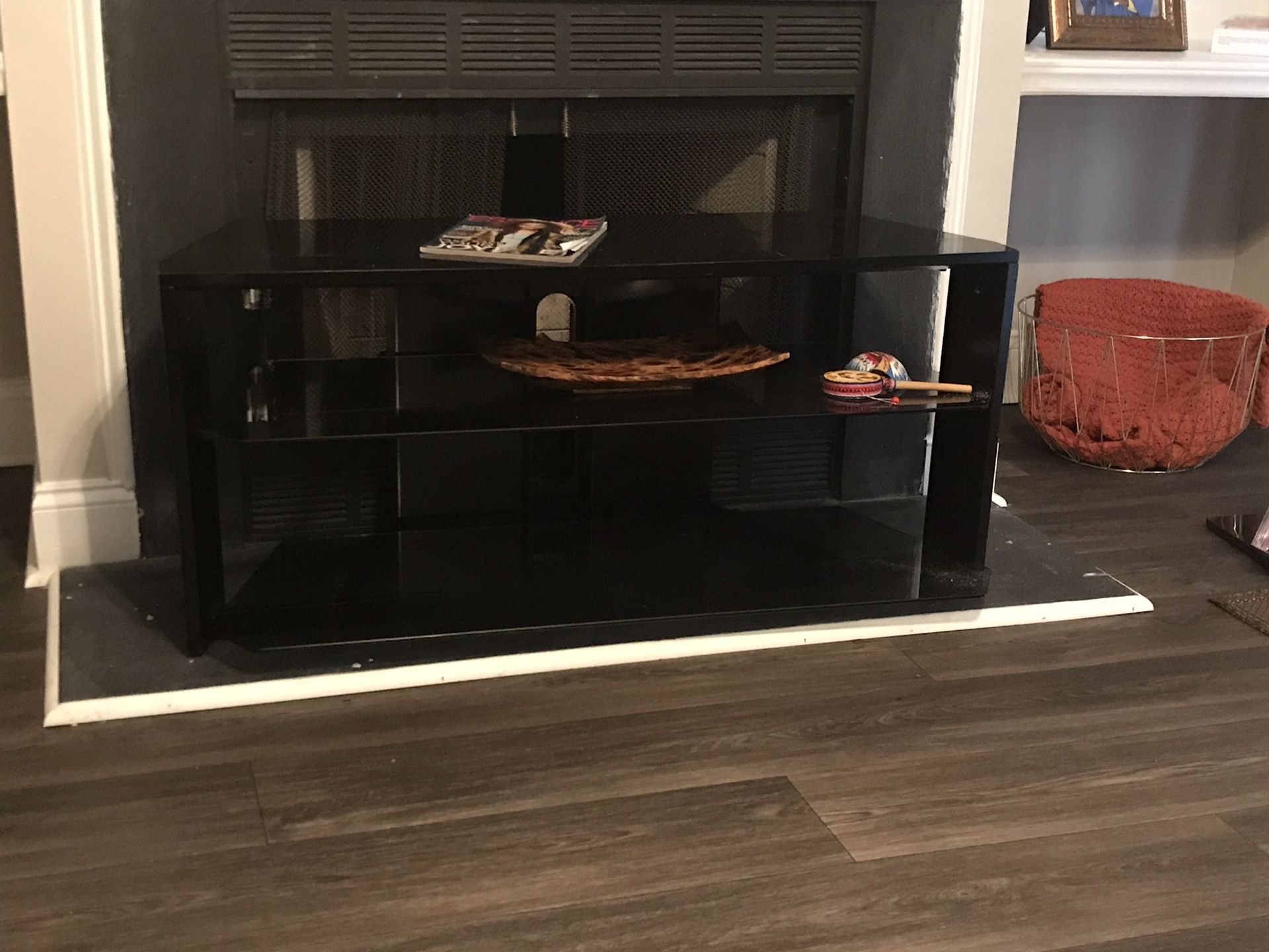 Black Wood and glass tv stand