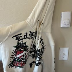 Women’s Size S ed Hardy White Cropped Hoodie