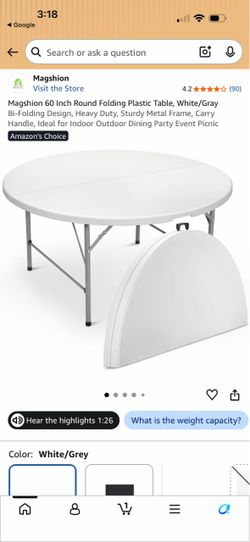 Magshion 60-Inch Round Bi-Fold Folding Table