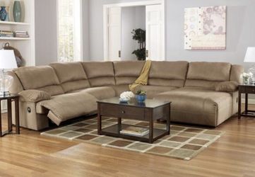 Mocha dual Reclining sectional! Sofa saves here