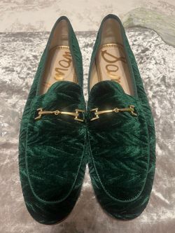 Shoes – green crushed velvet loafer