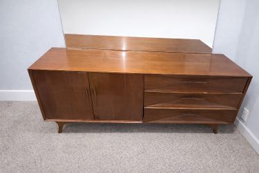 Albert Parvin for American of Martinsville mid-century modern walnut long dresser. $2000