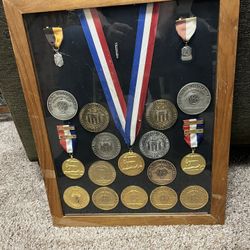 Glass Encased NRA & Other Shooting Medals