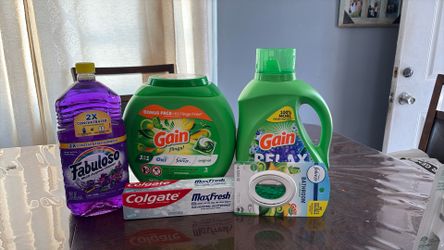 Gain 70 PACs Y Fabuloso 56 Oz Gain Detergent 61 Load, Colgate Y Febreze