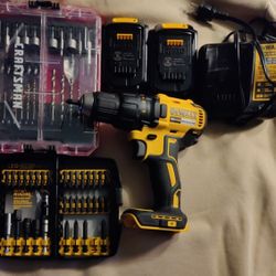 DeWalt Brushless Drill+ 2 Batteries, Charger, Bit Sets