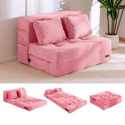 MAXYOYO Convertible Sofa Bed, Fold Out Sleeper Sofa with Pillow, 4 in 1 Tufted Folding Couch Bed Foam Floor Couch, Lazy Chair for Living Room Bedroom 