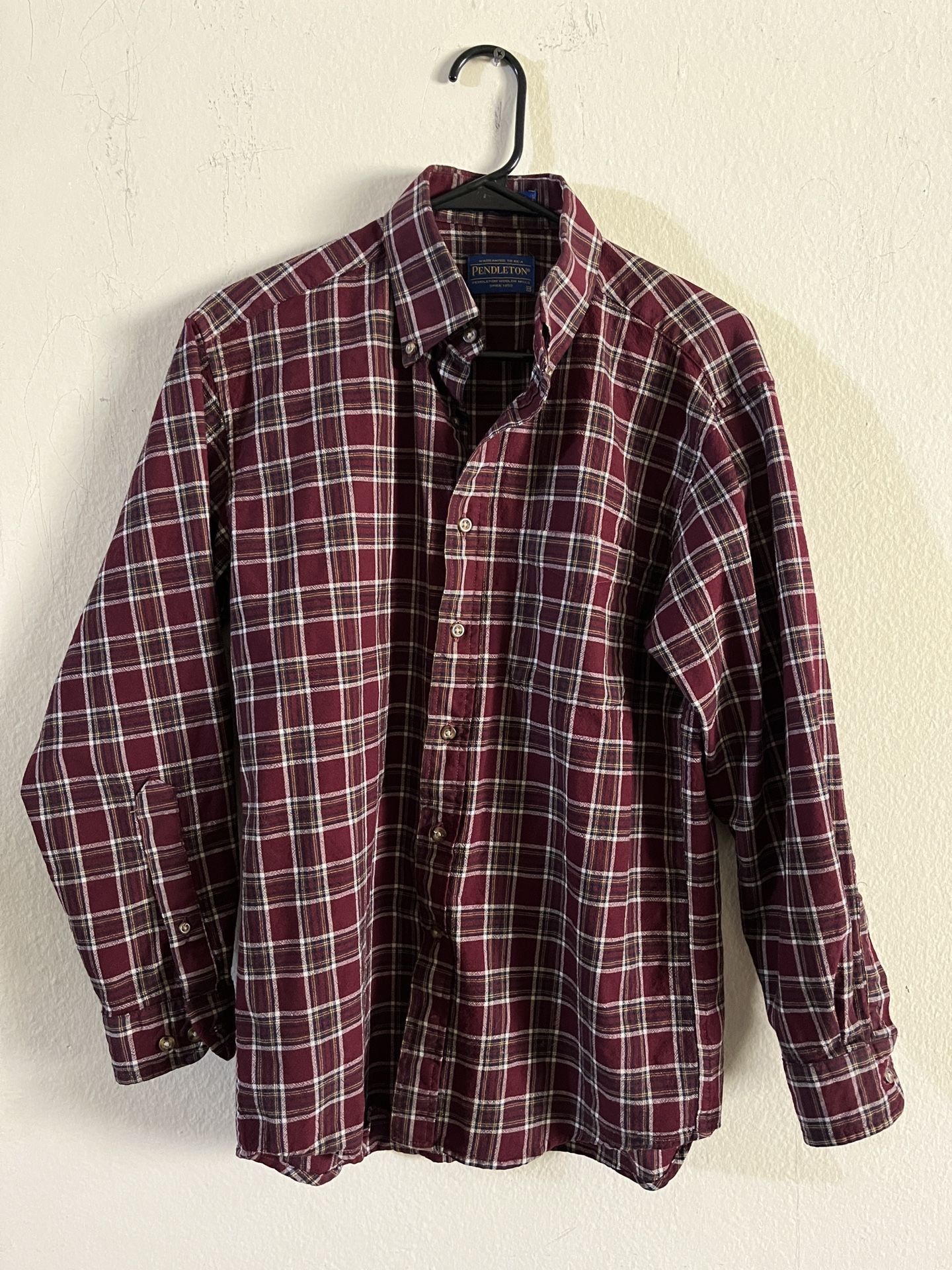 Sir Pendleton 100% virgin wool plaid flannel shirt men's sz L