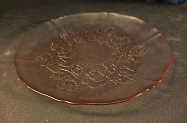 Vintage Arcoroc France Rosaline Pink Glass Salad Plate 7.5"
