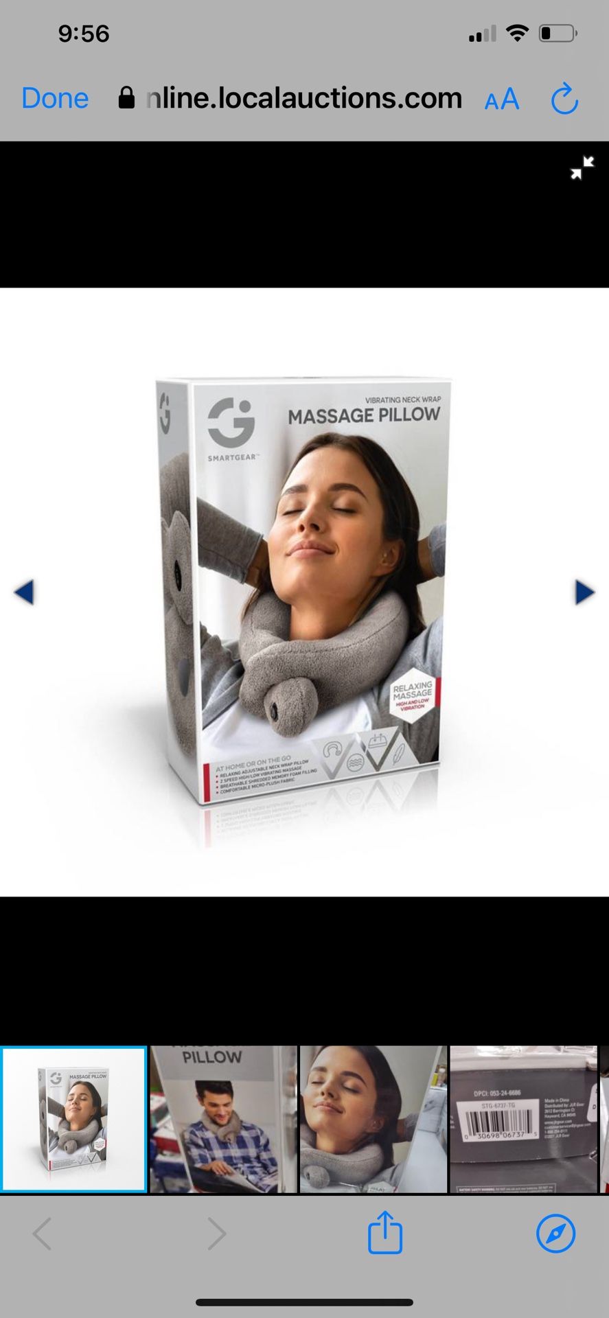 SMARTGEAR Vibrating Neck Wrap Massage Pillow