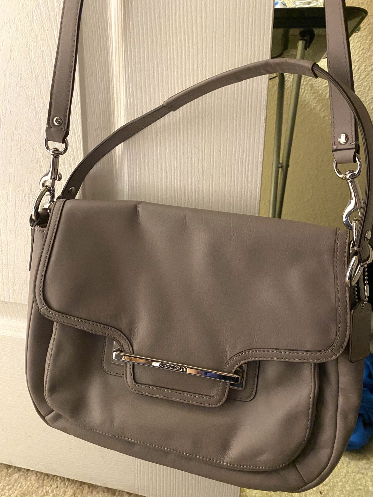 COACH SHW 2 Way Shoulder Bag Calfskin Leather Black
