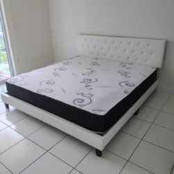 King Size Bed Whit Mattress - Cama Tamaño King Con Colchón  