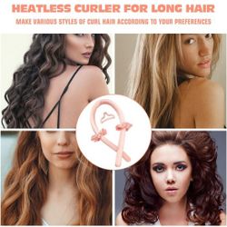 Heatless Curling Rod Headband No Heat Silk Ribbon Curling Rod Hair Roller Curls with Hair Claw Clip Lazy Natural Soft Wave DIY Hair Rollers Styling 