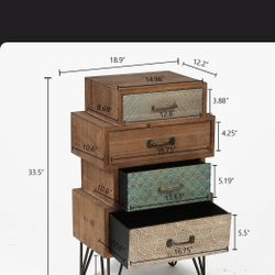 Unique Wood 4-Drawer Side Table