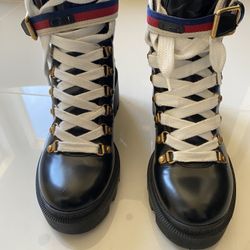 Gucci Sylvie Trek Lace Up Boots 