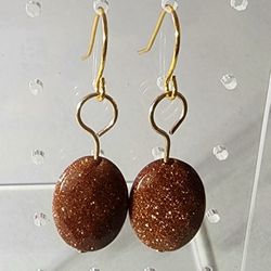 Sandstone And Gold Earrings