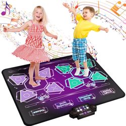 Kids Dance Mat Toys - 2-Player Dance Pad Gifts for Girls Boys Toddlers 3 4 5 6 7 8 9 + Year Old Electronic Dancing Mat Floor Games Toy with Music Ligh