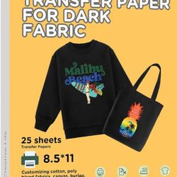 New Hiipoo Dark 25 Sheets Heat Transfer Paper 8.5x11" Iron-on Transfer Paper for T-Shirt Printable and Washable Dark Transfer Paper for Inkjet Printer