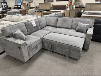 Gray Sofa Sectional w/ Pull Out Sleeper