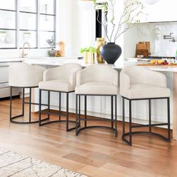 5X Ivory 26” faux leather with metal leg barstools
